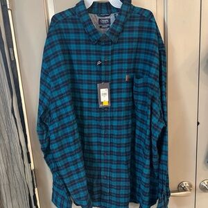 CHAPS Men's Shirt Performance Flannel 5XB Long Sleeve Button Down Soft NWT